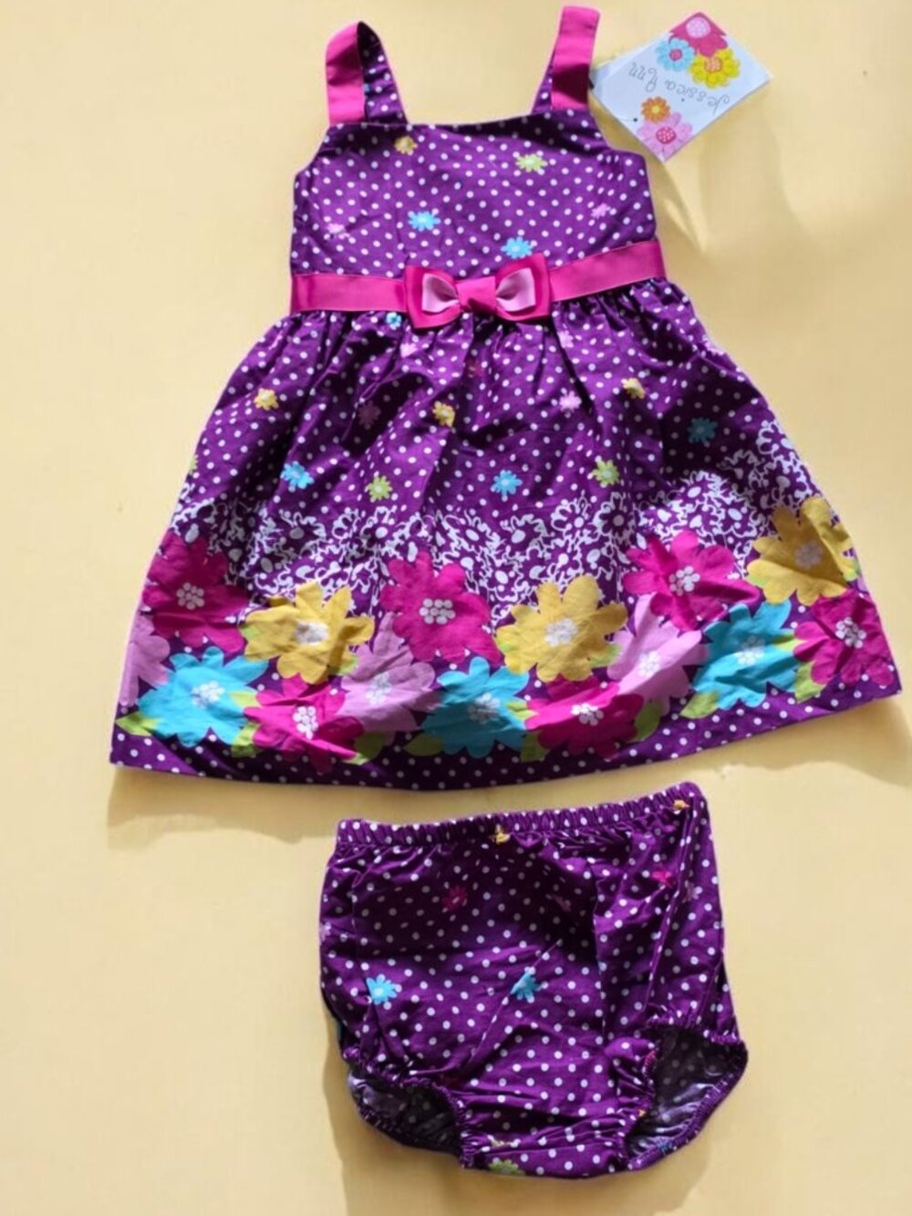 NWT JESSICA ANN (18MO) Purple baby dress Matching Diaper cover set